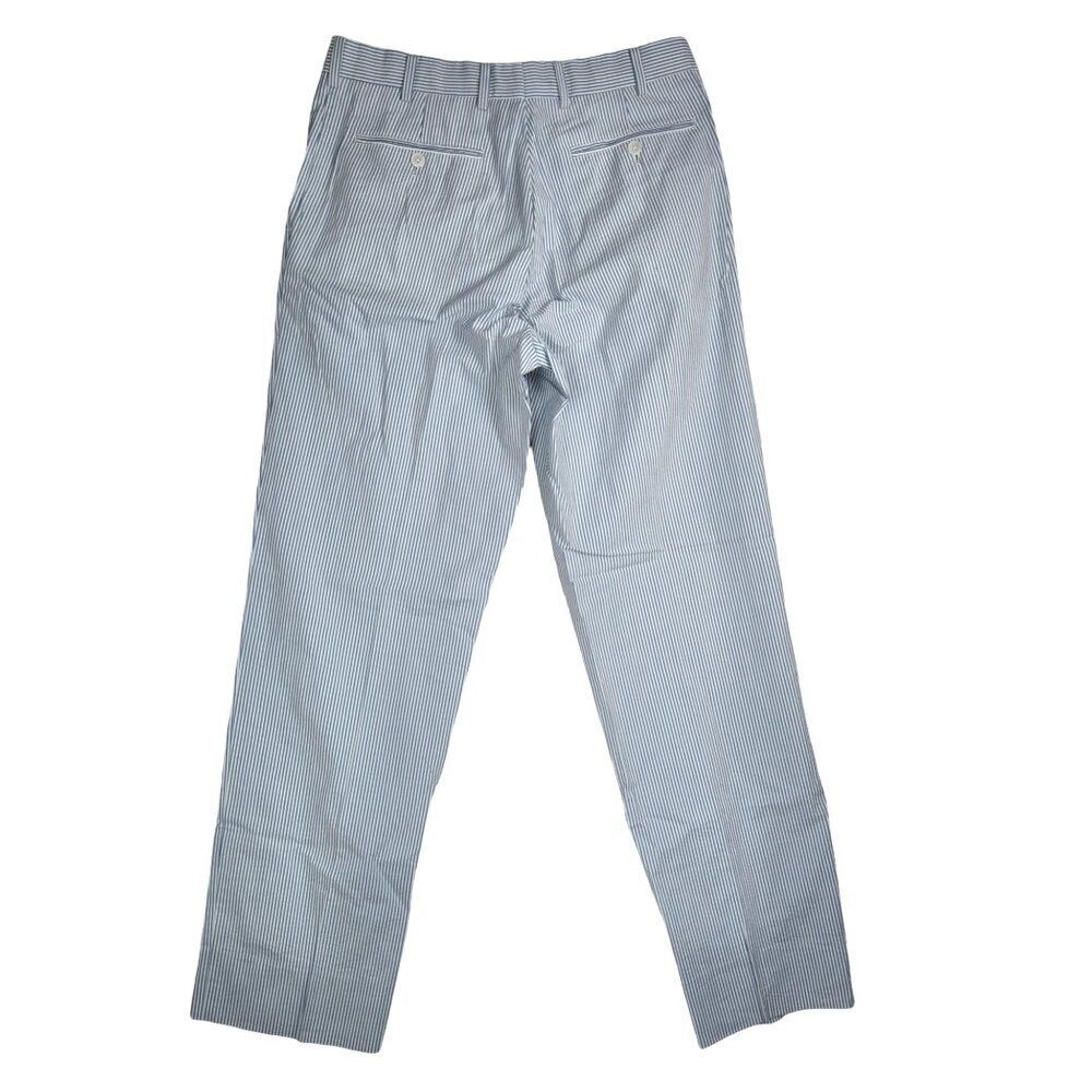 Brooks Brothers Fitzgerald Fit Pants Size 35W Blue White Striped Seersucker - Picture 4 of 7